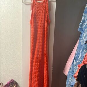 Sleeveless Orange Knit Dress